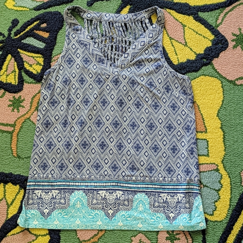 Skies Are Blue Edgar border print tank